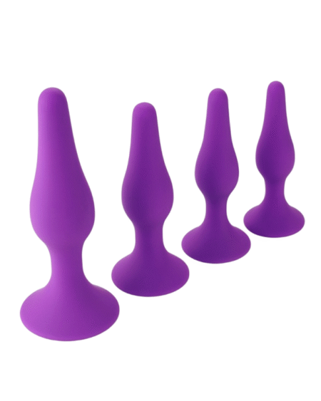 Safe Silicone Anal Plug Dildo (4pcs a set) purple