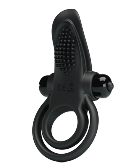 Penis Ring Silicone Slim Mini Massager (Black)