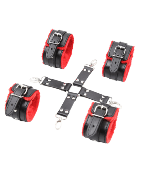 Leather Plush Handcuffs Bulk Cross Binding